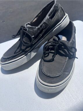 Sperry Men’s Black Canvas Lace-Up Boat Shoes